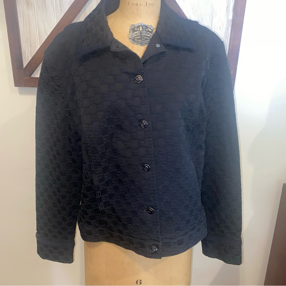 Elegant Black Textured Women's Blazer st. John sport